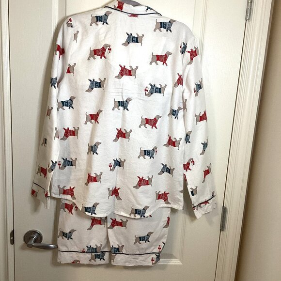 La Vie en Rose Women's Dachshund Print Flannel Cotton PJ Pajamas Set Warm Cozy - Picture 4 of 10